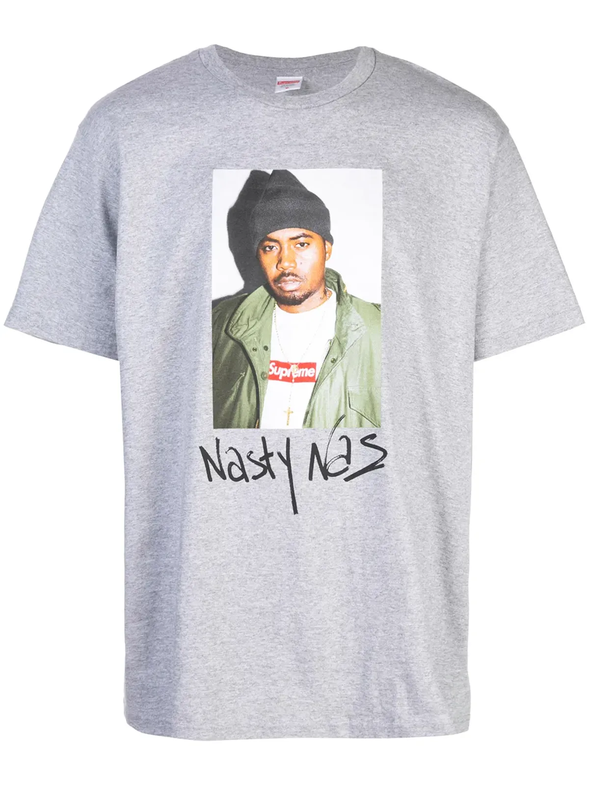 Supreme Nasty Nas プリント Tシャツ（グレー） - 画像1