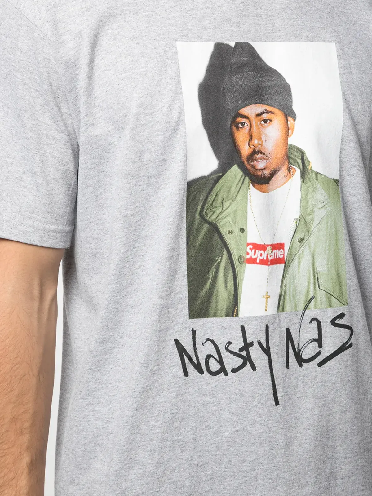 Supreme Nasty Nas プリント Tシャツ（グレー） - 画像5