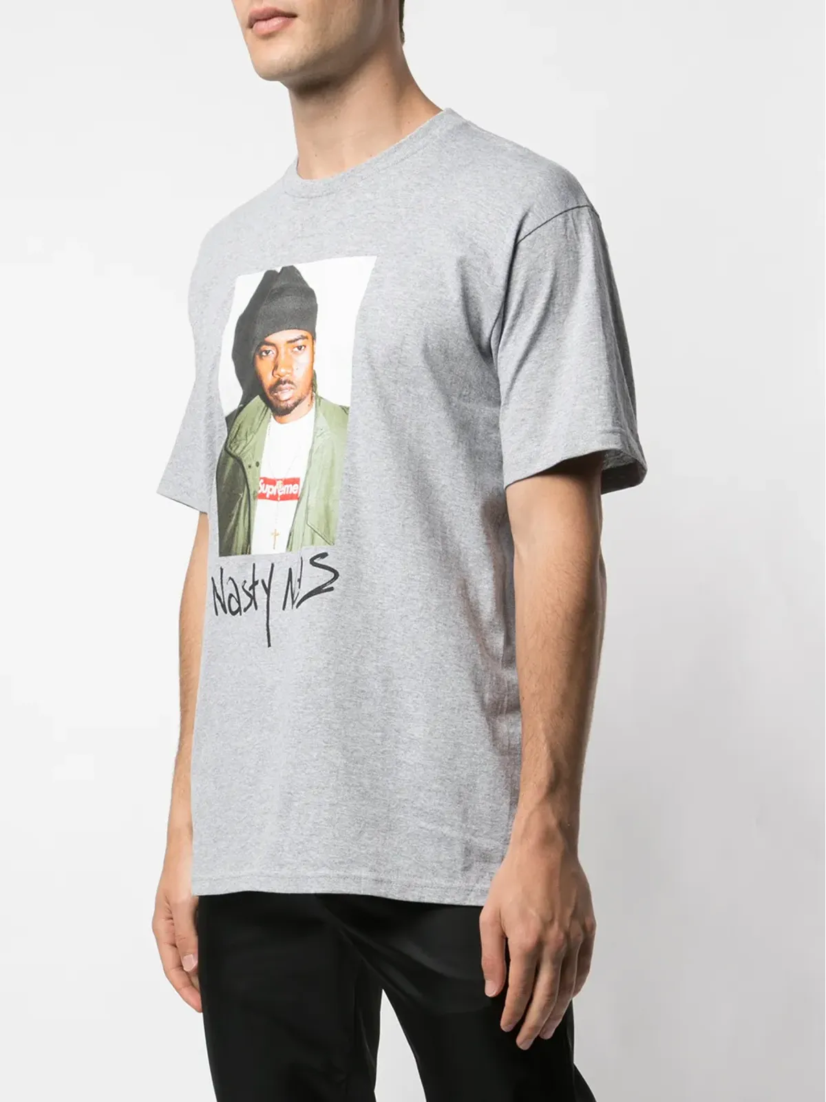 Supreme Nasty Nas プリント Tシャツ（グレー） - 画像3