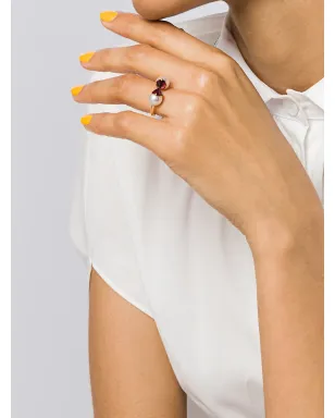 TASAKI 18kt yellow gold Collection Line Refined Rebellion signature garnet ring - サムネイル2