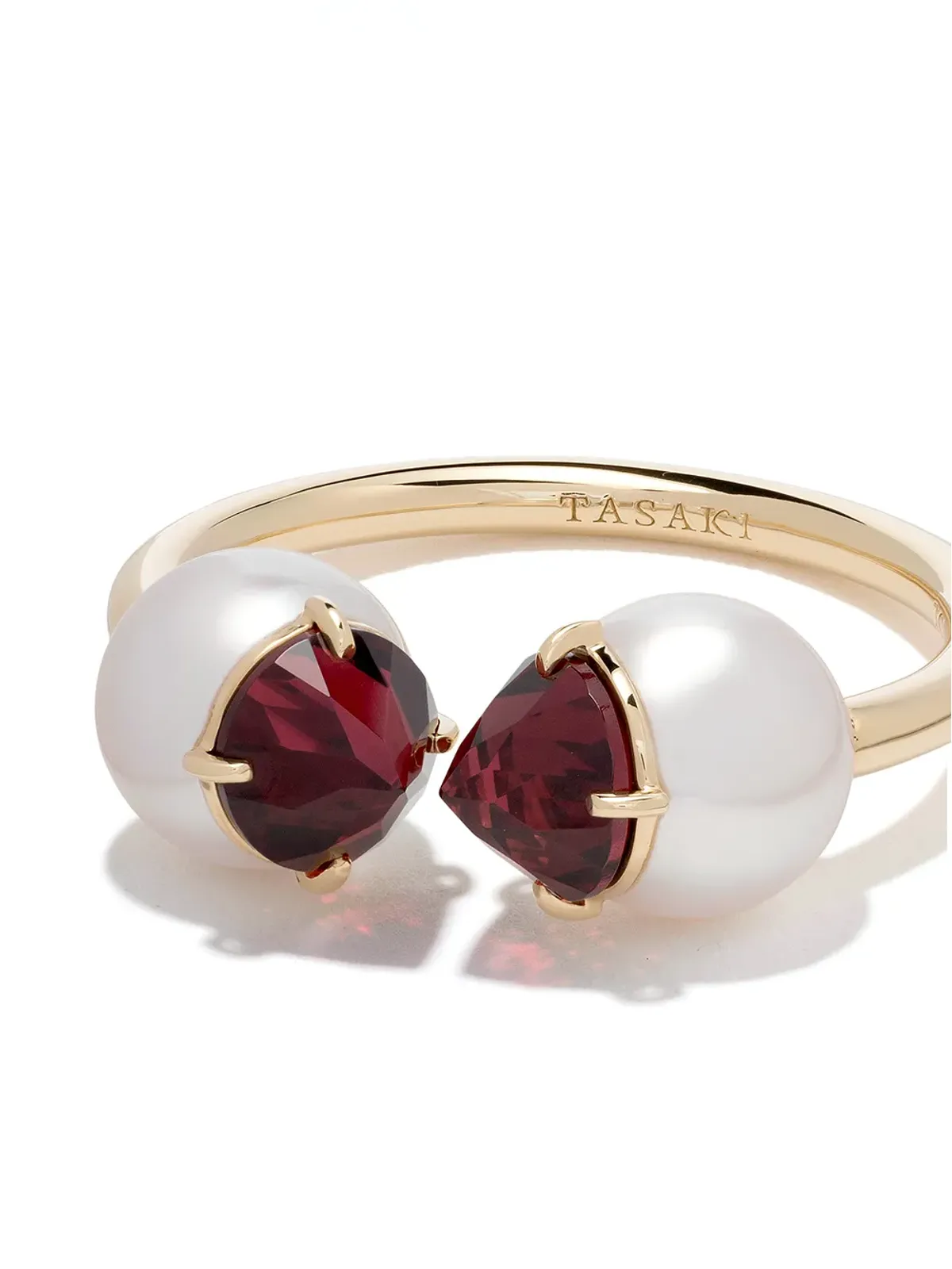 TASAKI 18kt yellow gold Collection Line Refined Rebellion signature garnet ring - 画像3