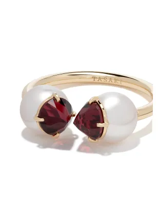 TASAKI 18kt yellow gold Collection Line Refined Rebellion signature garnet ring - サムネイル3