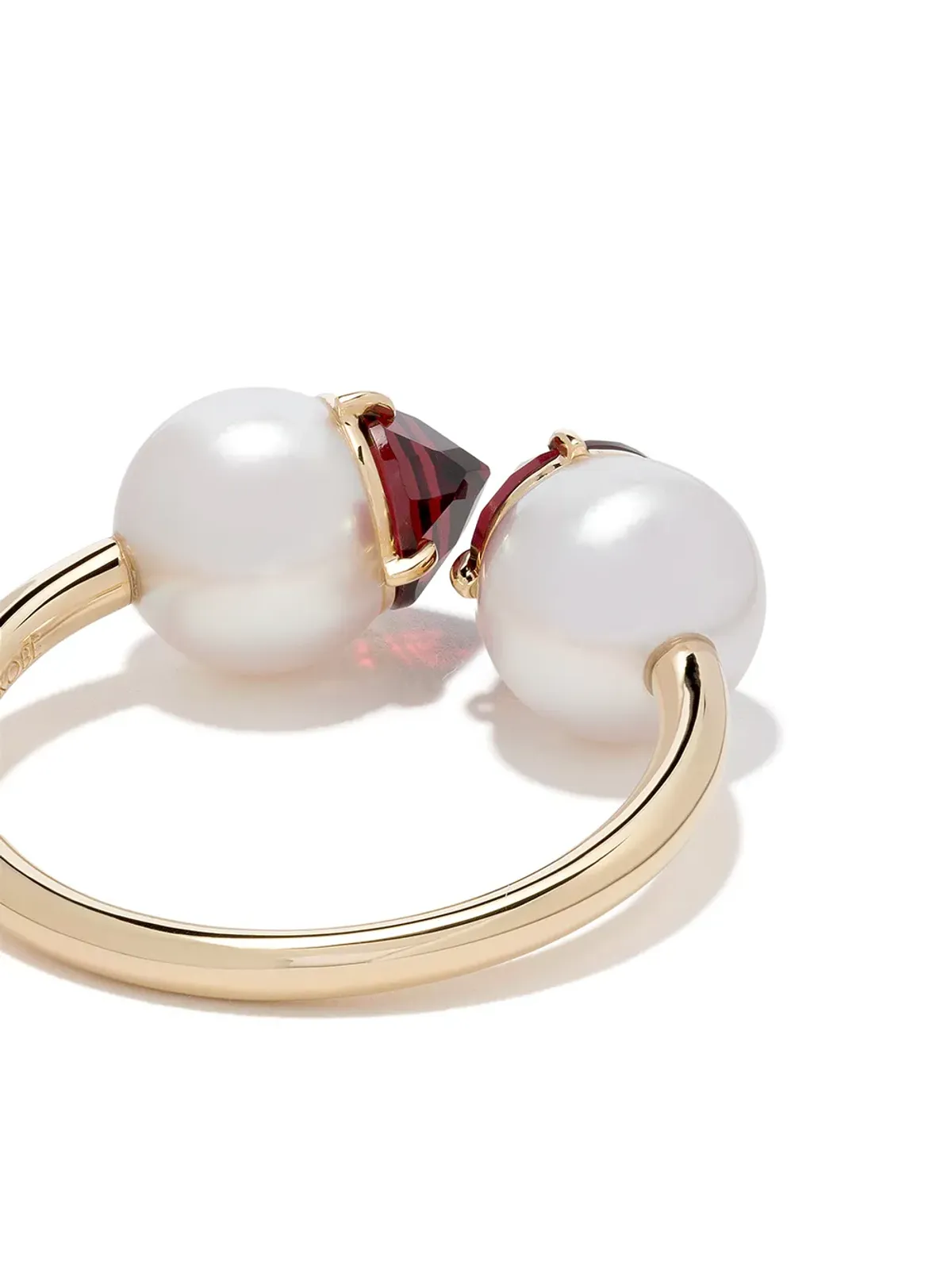 TASAKI 18kt yellow gold Collection Line Refined Rebellion signature garnet ring - 画像4