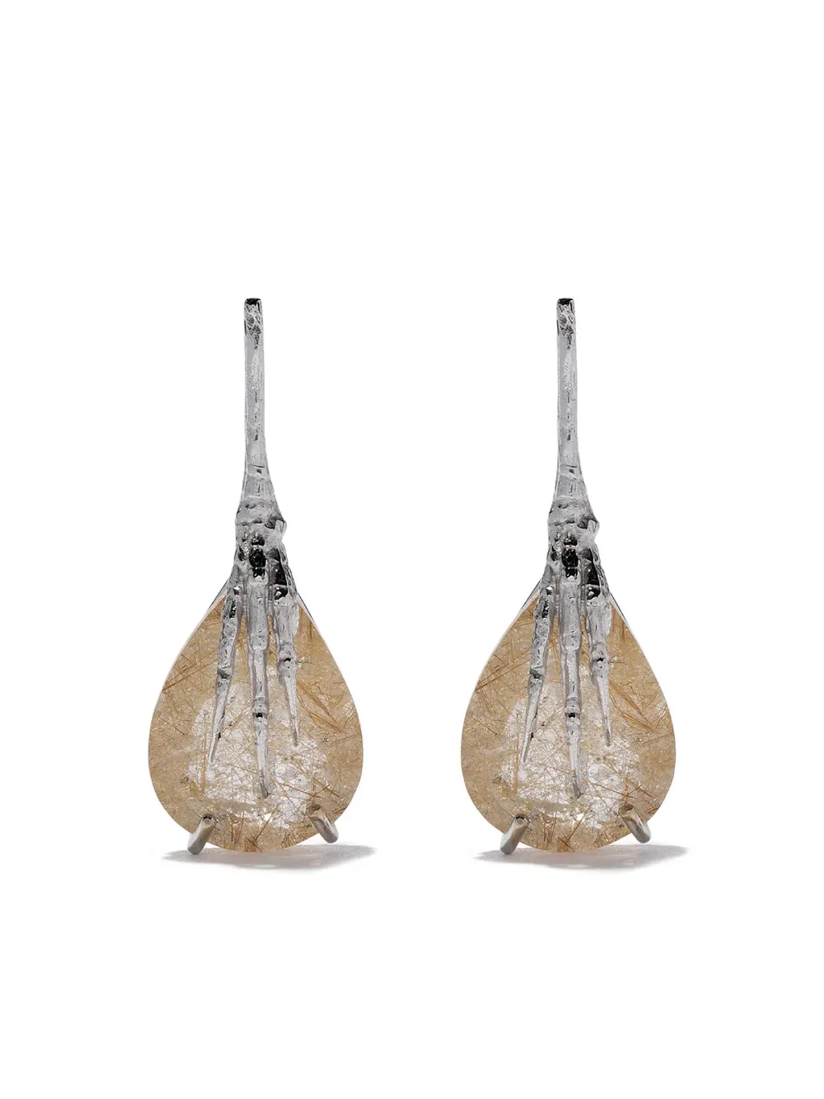 Wouters & Hendrix Gold 18ktゴールド クォーツ・ルチル入り 爪留め イヤリング - 画像1