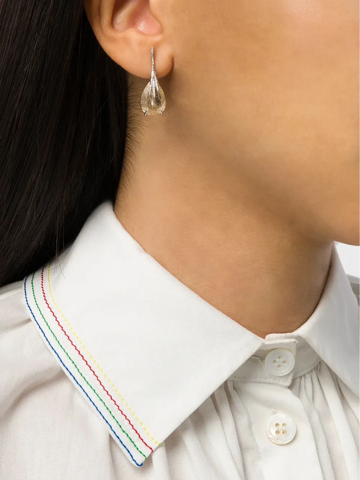 Wouters & Hendrix Gold 18ktゴールド クォーツ・ルチル入り 爪留め イヤリング - 画像2