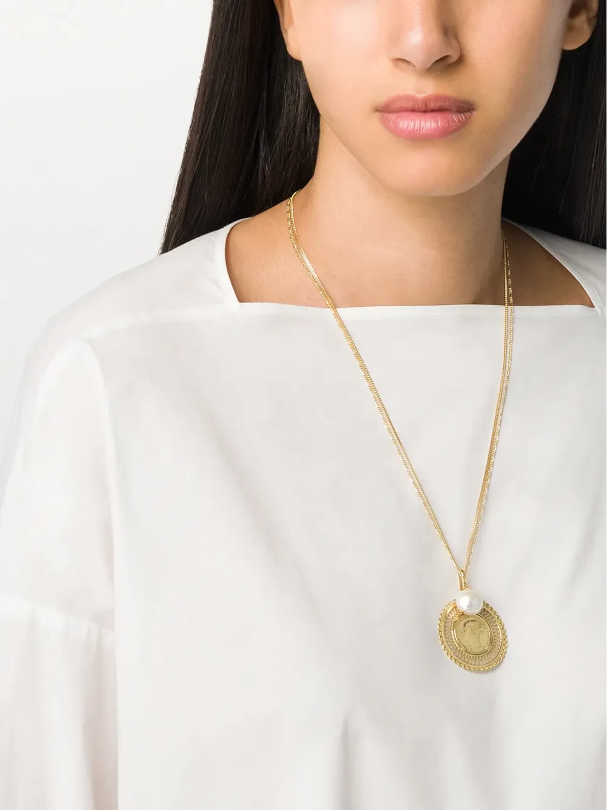 Wouters & Hendrix Gold 18ktゴールド パールとコイン ペンダント ネックレス - 画像2
