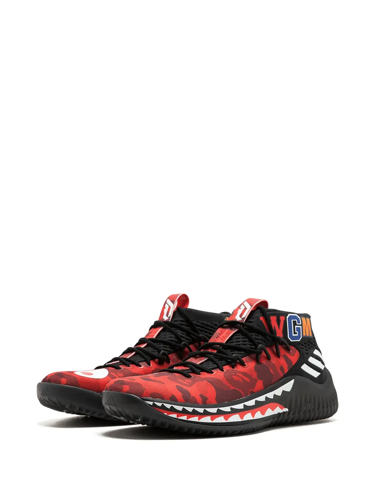 adidas x BAPE Dame4 レッドシャークABCカモ スニーカー - 画像2