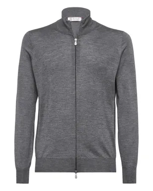 Brunello Cucinelli ジップアップニットカーディガン - Grey - サムネイル1