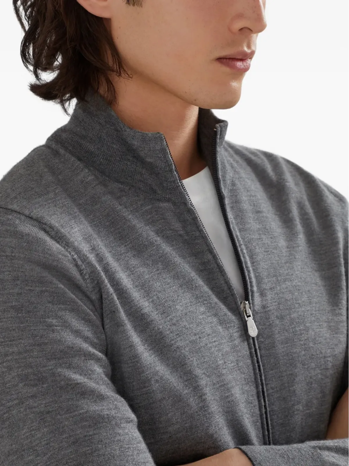 Brunello Cucinelli ジップアップニットカーディガン - Grey - 画像5