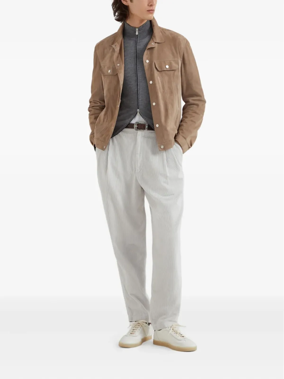 Brunello Cucinelli ジップアップニットカーディガン - Grey - 画像2