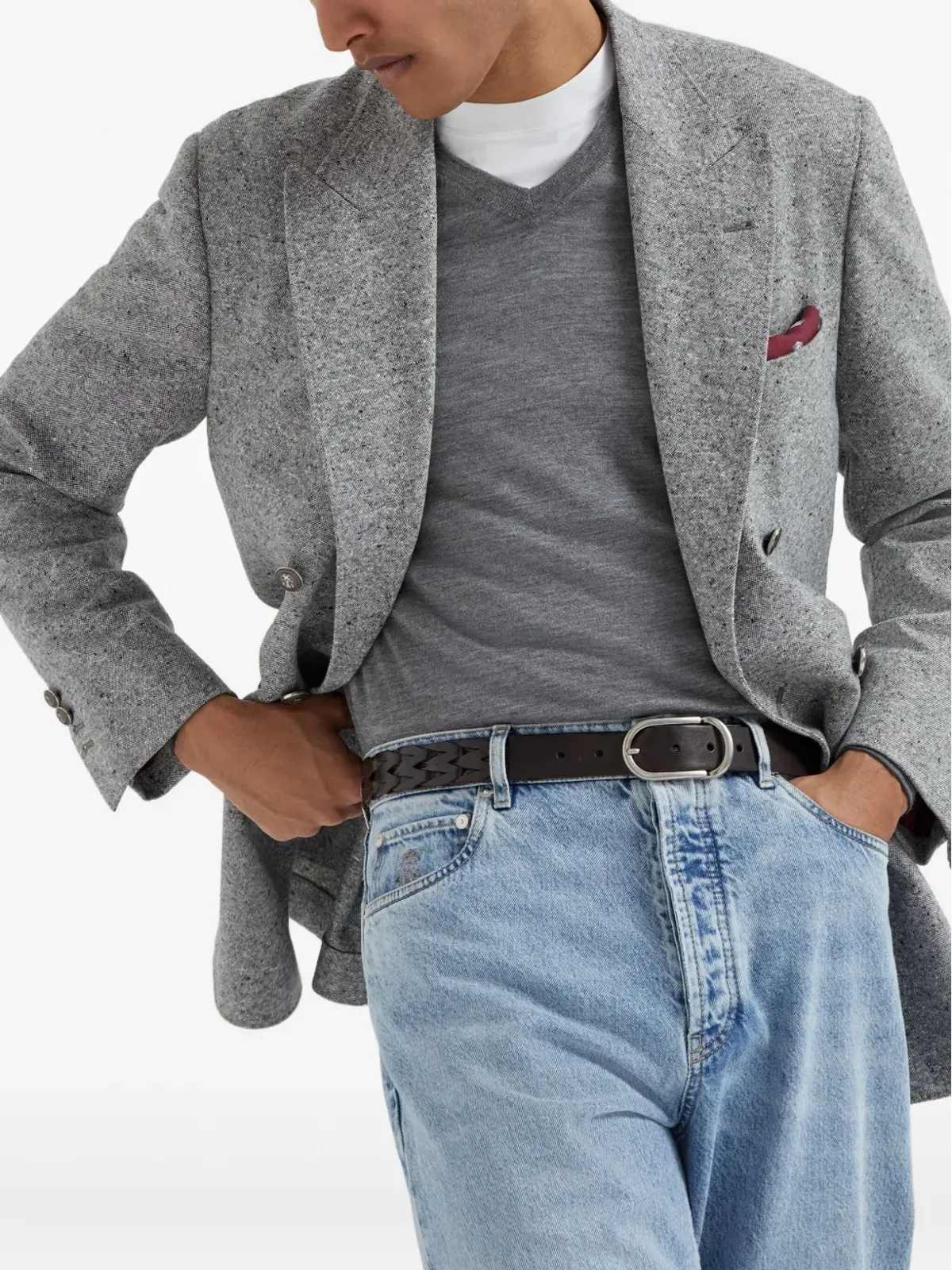 Brunello Cucinelli ウールVネック セーター - 画像3