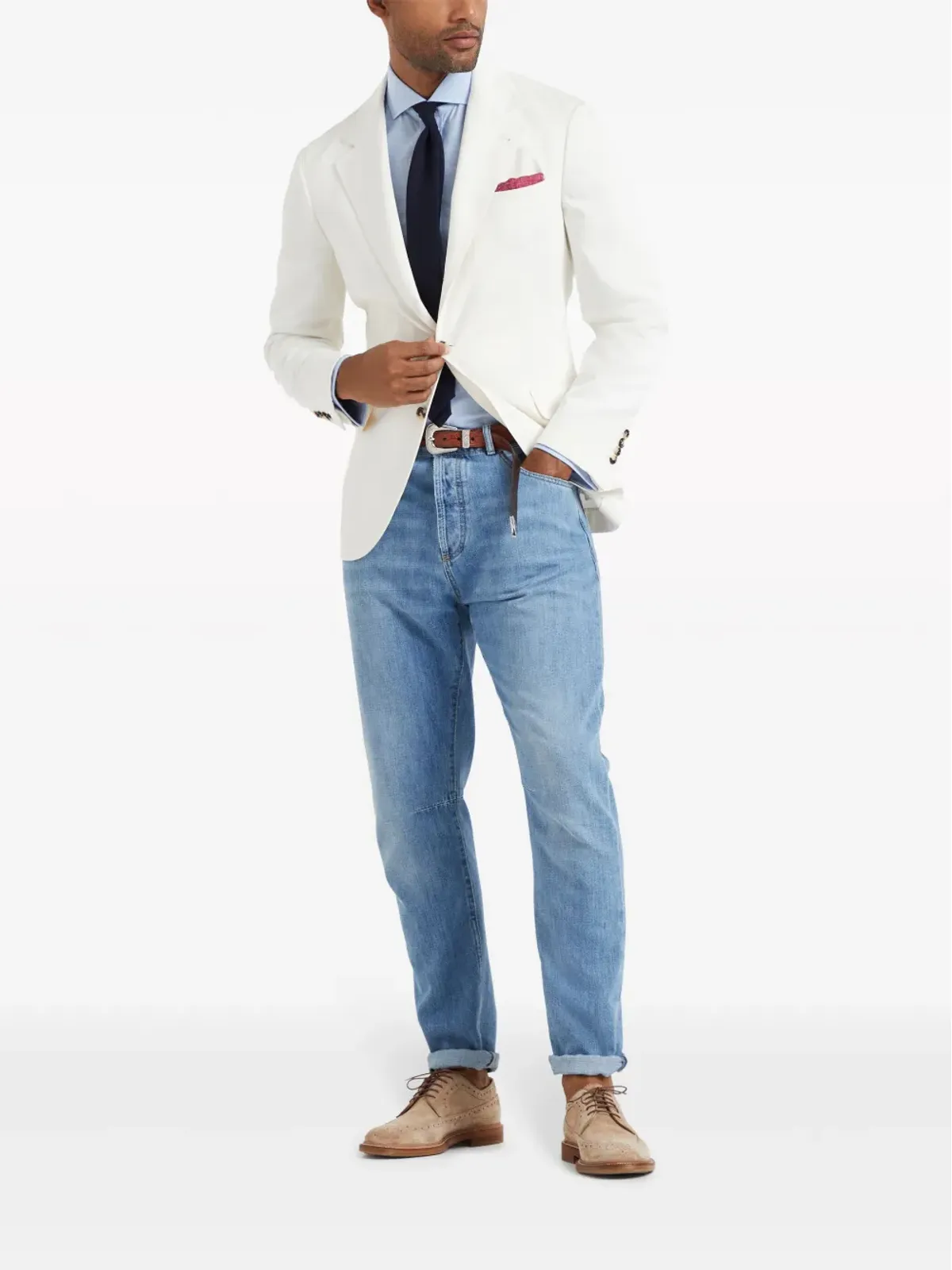 Brunello Cucinelli 長袖コットンシャツ ブルー - 画像2