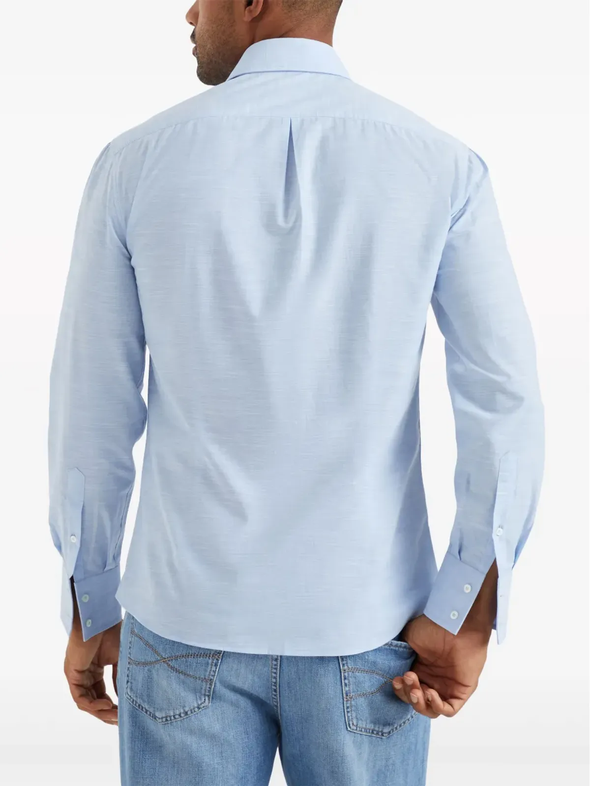Brunello Cucinelli 長袖コットンシャツ ブルー - 画像4