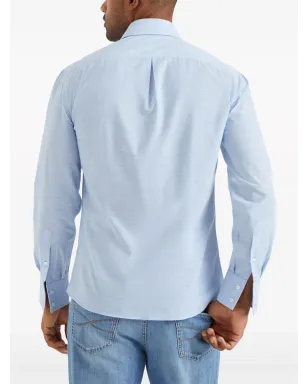 Brunello Cucinelli 長袖コットンシャツ ブルー - サムネイル4