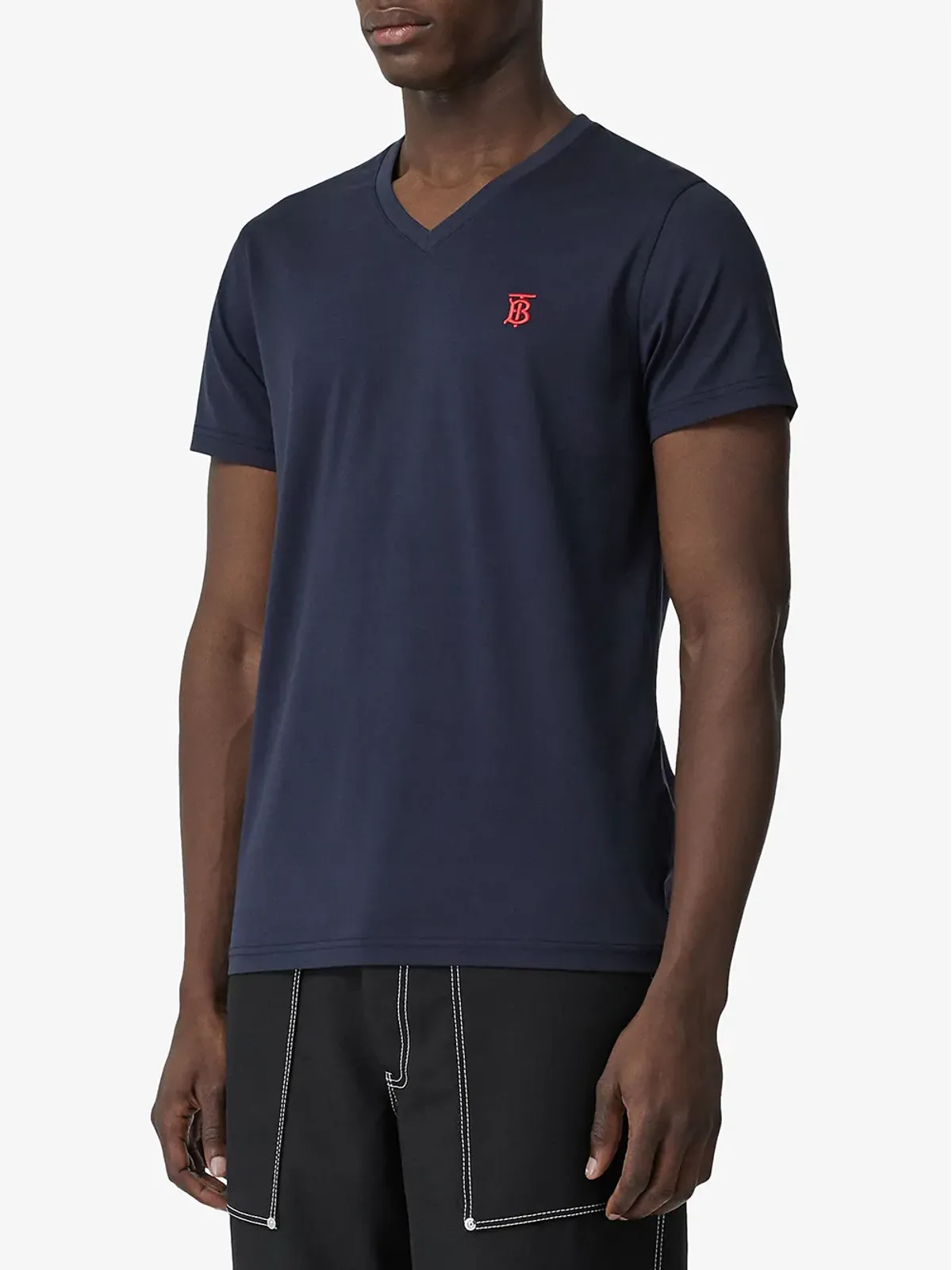Burberry モノグラムモチーフ Vネック Tシャツ（ブルー） - 画像3