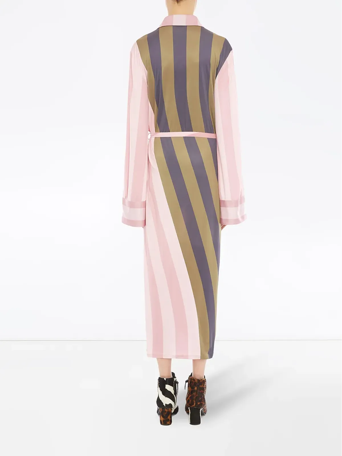 JW Anderson 歪んだストライプ柄ポロドレス - ピンク - 画像4