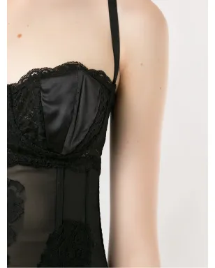 Dolce & Gabbana シアーレースパネルドスリップドレス（ブラック） - サムネイル5