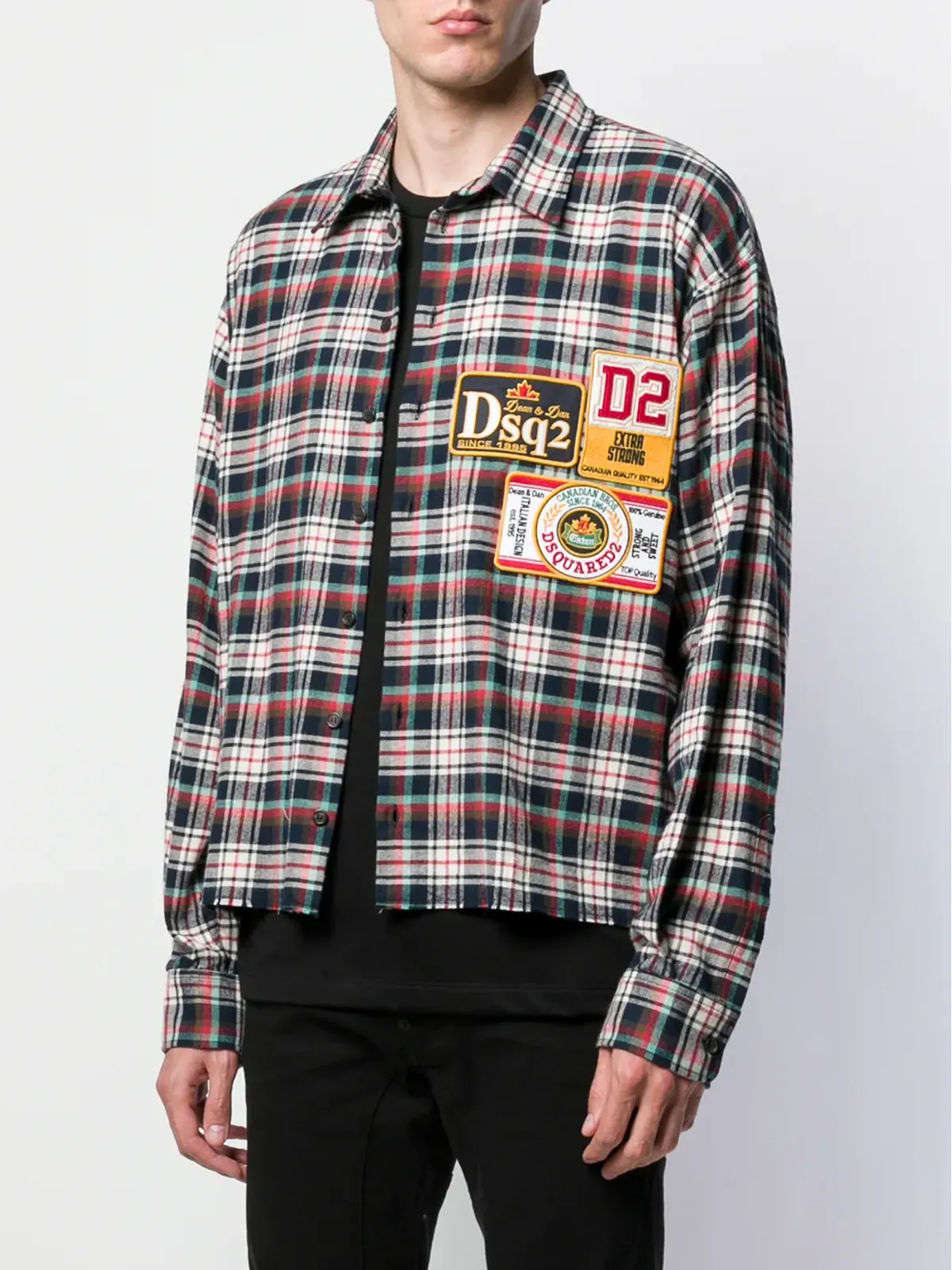 DSQUARED2 チェック柄ロゴパッチシャツ - 画像2