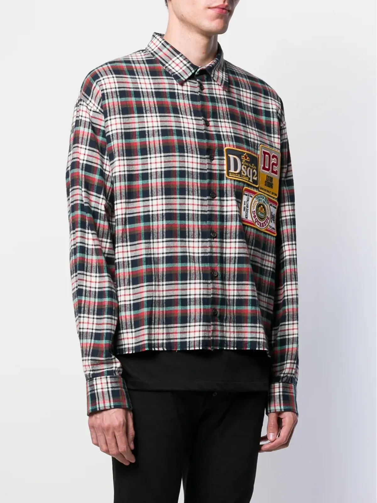 DSQUARED2 チェック柄ロゴパッチシャツ - 画像3