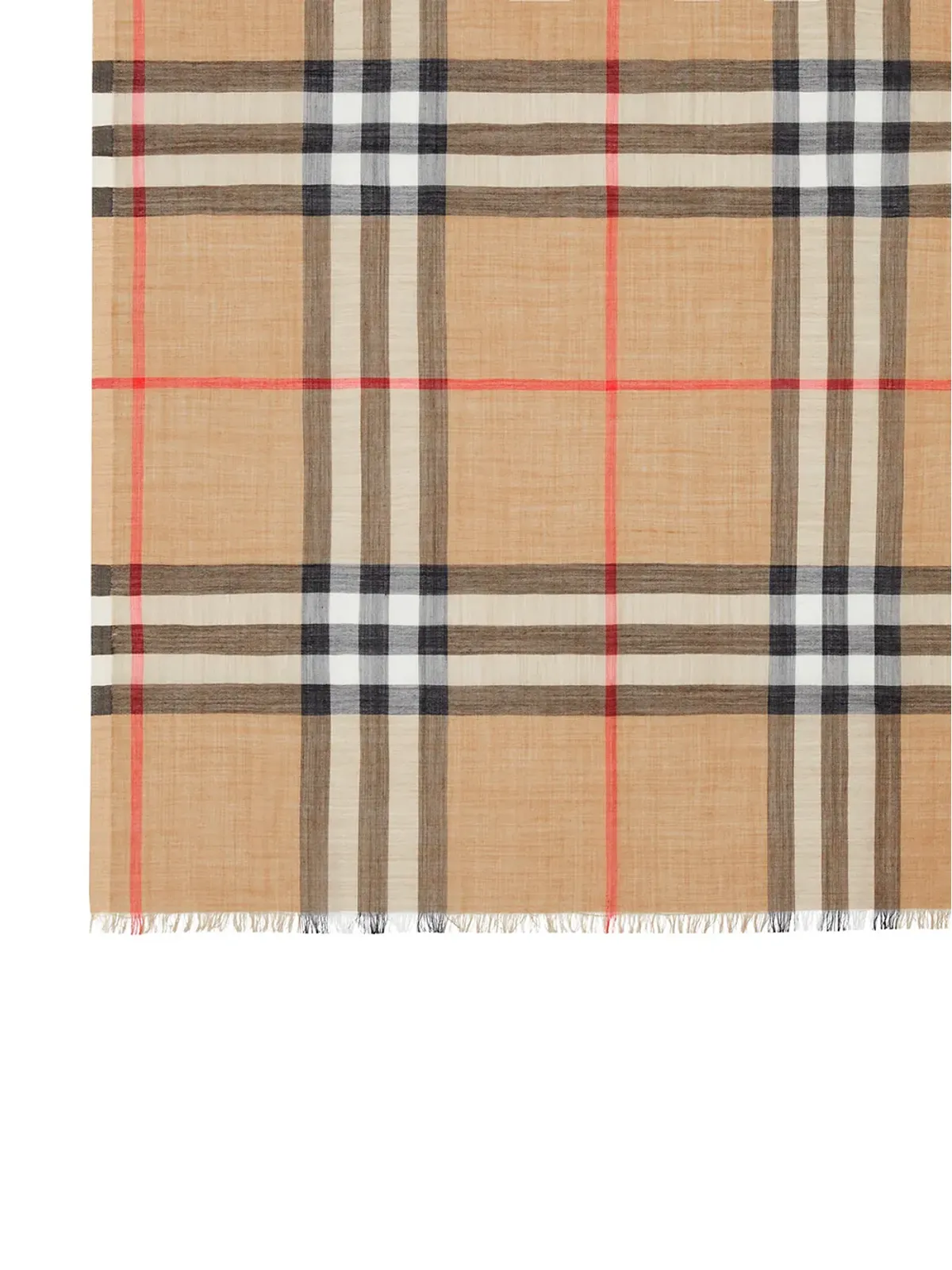 Burberry ライトウェイト チェック ウールとシルクのスカーフ - 画像5