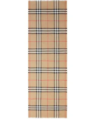 Burberry ライトウェイト チェック ウールとシルクのスカーフ - サムネイル3