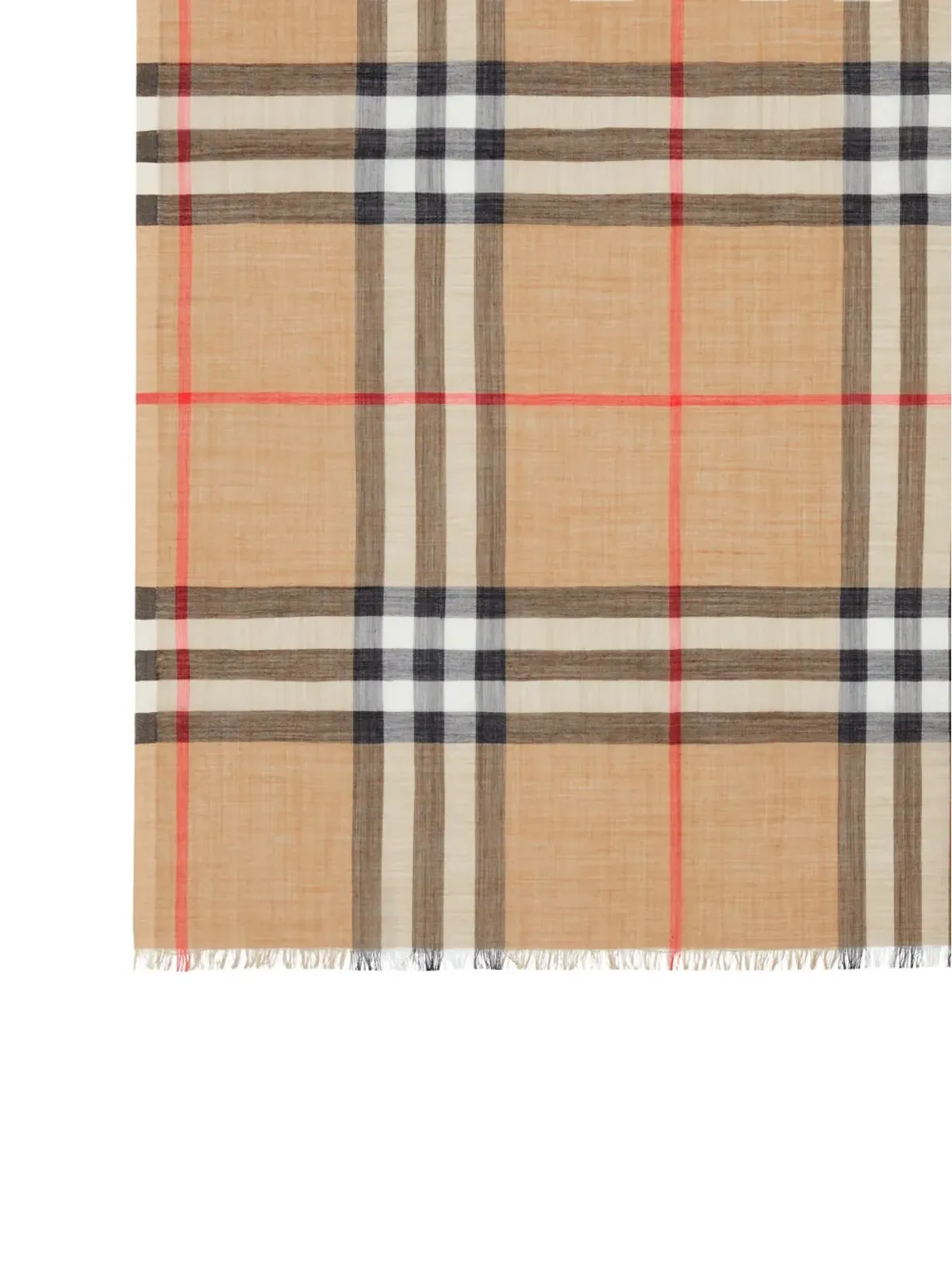 Burberry ライトウェイト チェック ウールとシルクのスカーフ - 画像4
