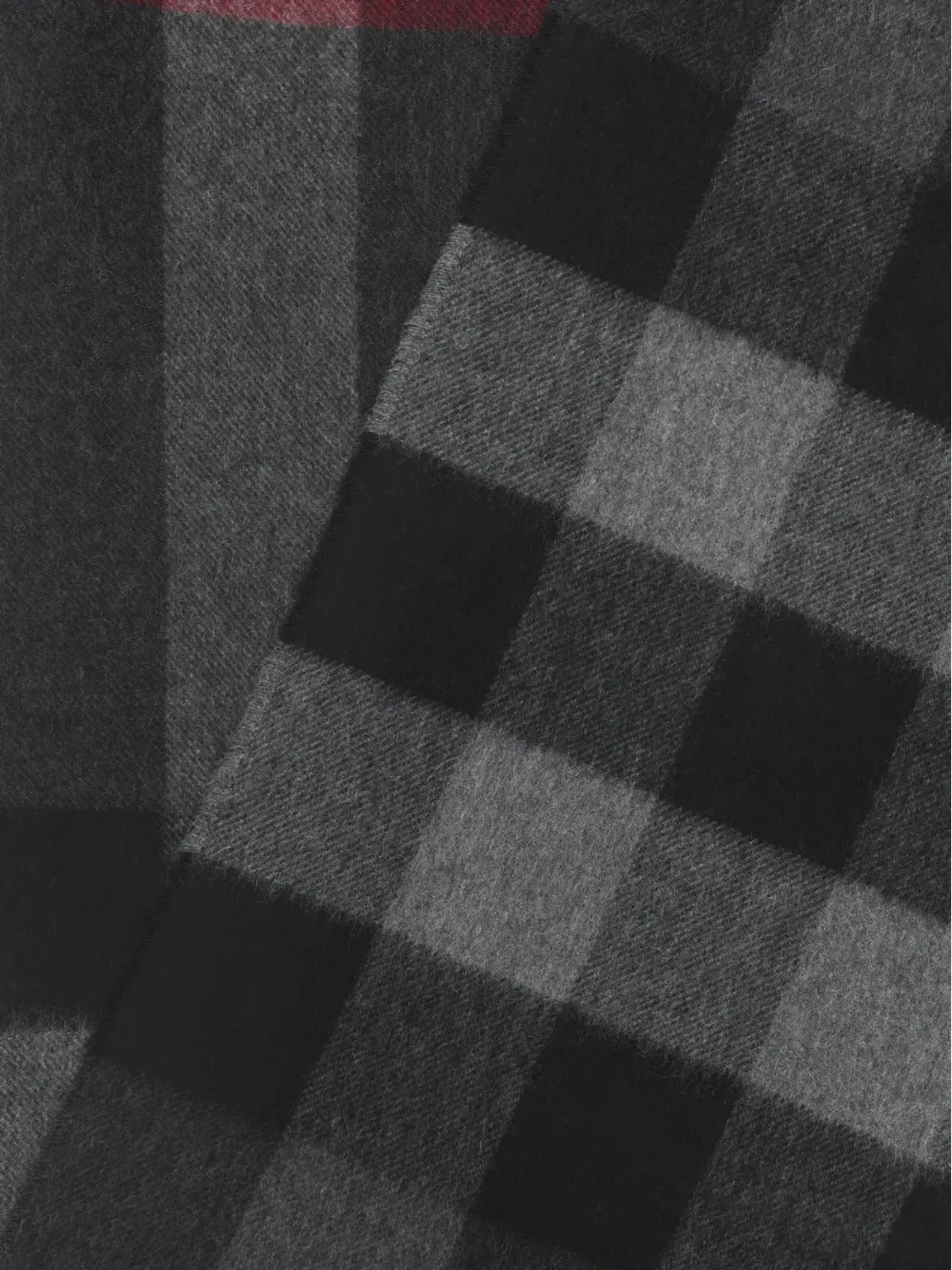 Burberry チェック柄フリンジ付きカシミアスカーフ - 画像4