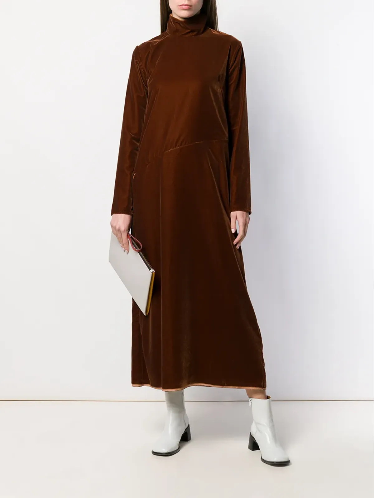 MM6 Maison Margiela ロングタートルネックドレス（ブラウン） - 画像2