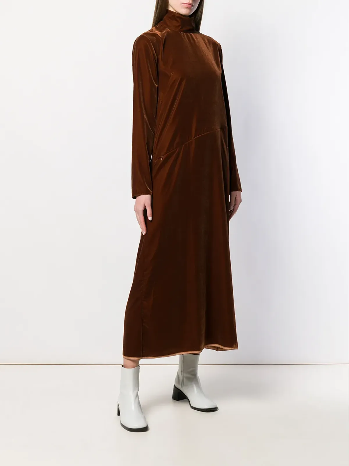 MM6 Maison Margiela ロングタートルネックドレス（ブラウン） - 画像3