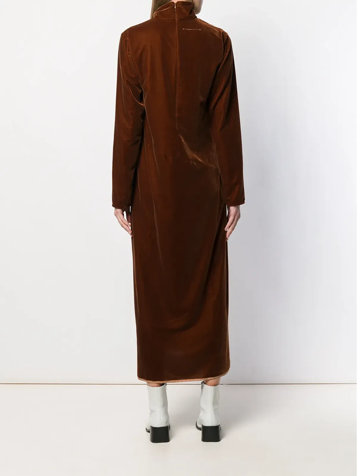 MM6 Maison Margiela ロングタートルネックドレス（ブラウン） - 画像4