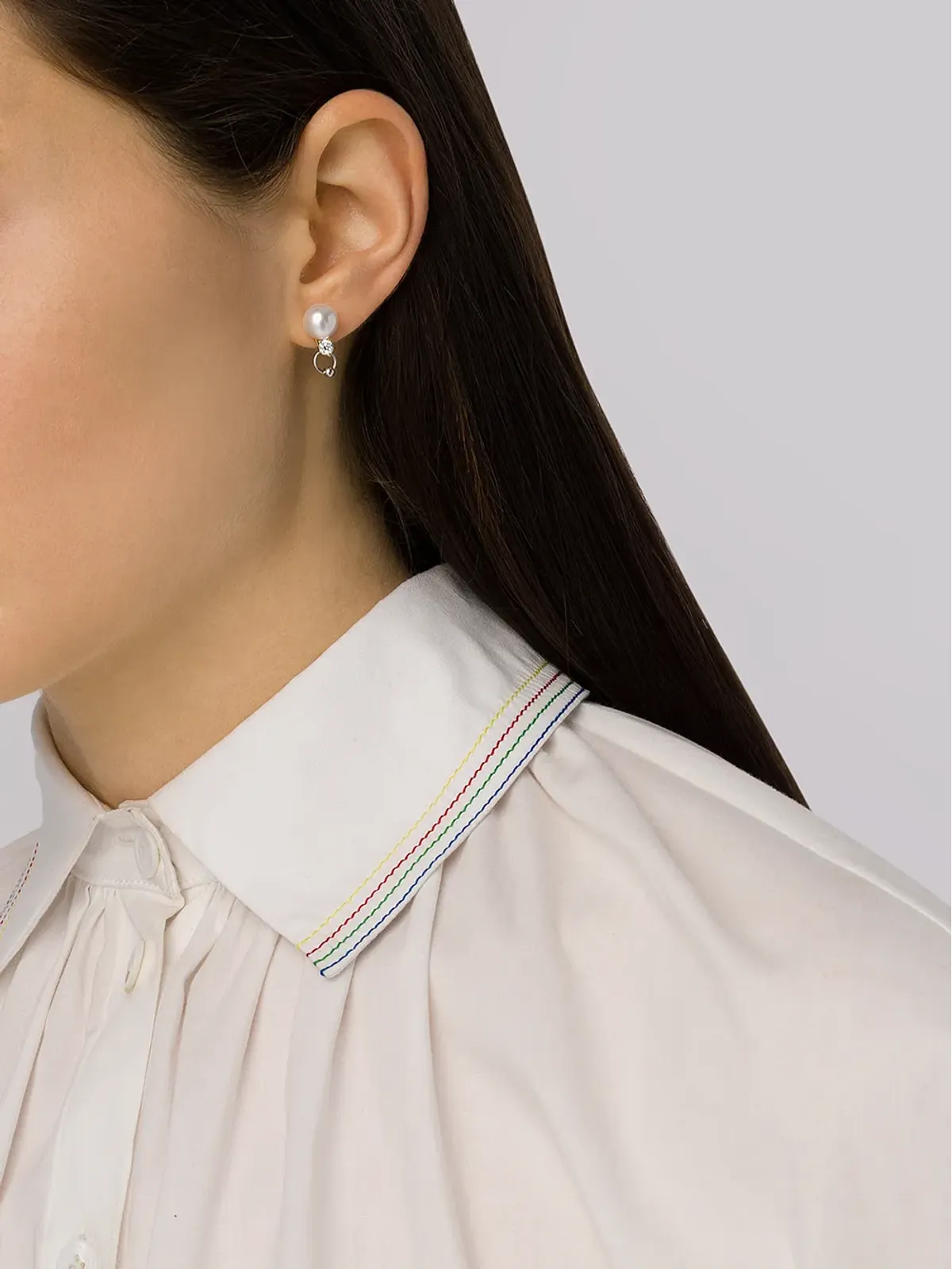 Delfina Delettrez 18ktホワイトゴールドとイエローゴールド ツーインワン ダイヤモンド イヤリング - 画像2