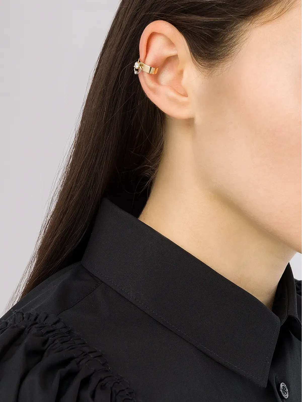 Delfina Delettrez 18K イエローゴールドとホワイトゴールド ツーインワン ダイヤモンド イヤーカフ - 画像2