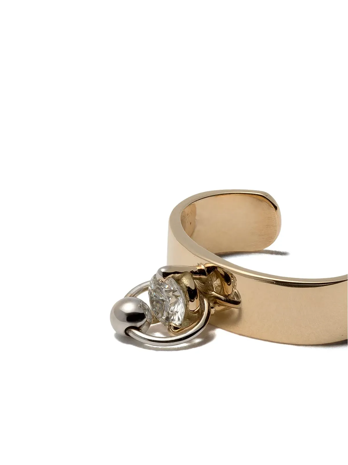 Delfina Delettrez 18K イエローゴールドとホワイトゴールド ツーインワン ダイヤモンド イヤーカフ - 画像3