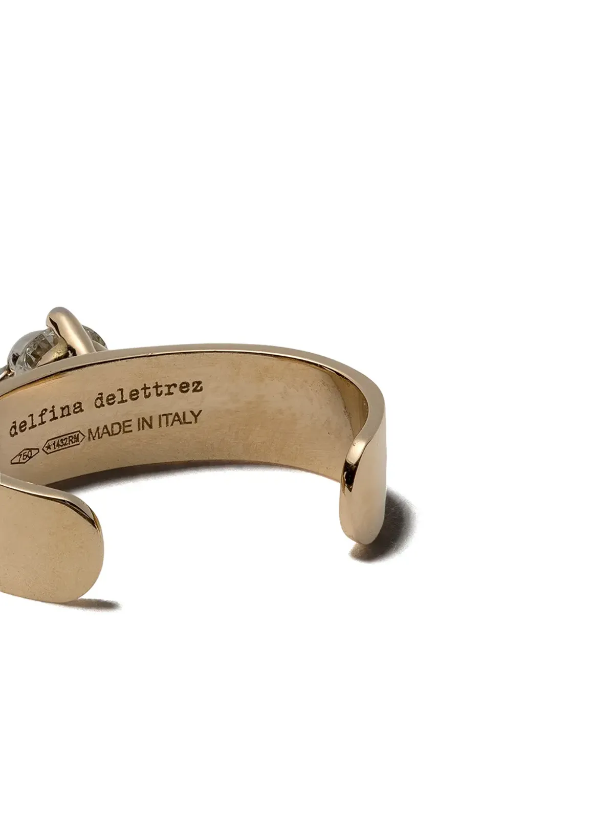 Delfina Delettrez 18K イエローゴールドとホワイトゴールド ツーインワン ダイヤモンド イヤーカフ - 画像4
