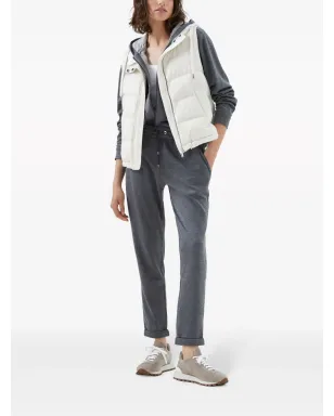 Brunello Cucinelli モニリ・トリム コットンシルク混紡 トラックパンツ グレー - サムネイル2