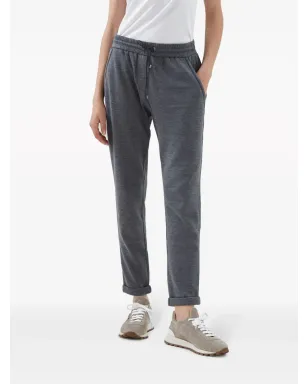 Brunello Cucinelli モニリ・トリム コットンシルク混紡 トラックパンツ グレー - サムネイル3