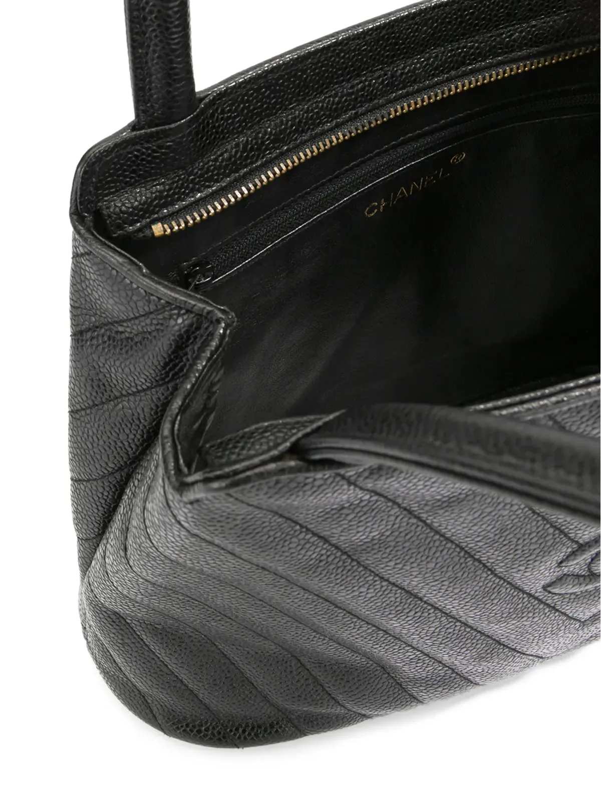 CHANEL Pre-Owned Vステッチフリンジハンドバッグ - ブラック - 画像5