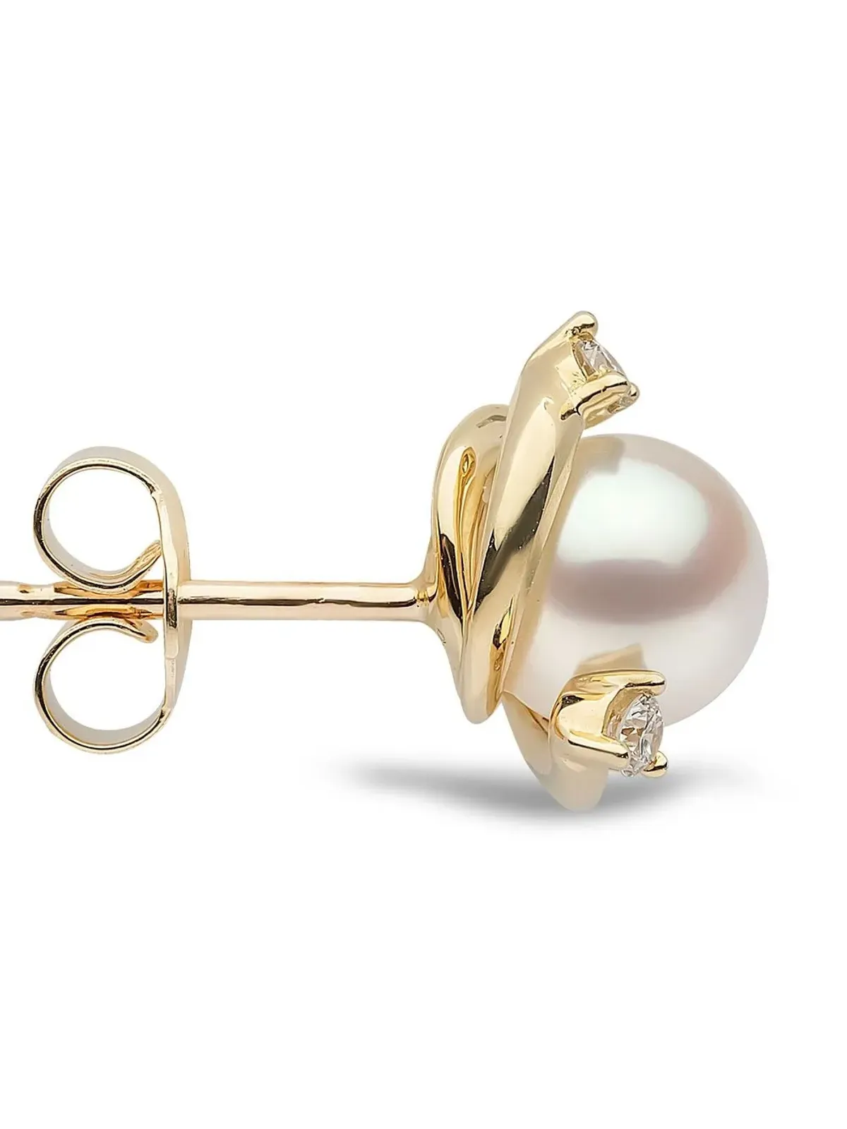 Yoko London 18K イエローゴールド トレンド 淡水真珠とダイヤモンドのピアス - 画像3