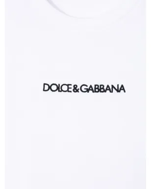 Dolce & Gabbana Kids ロゴ刺繍入りコットンTシャツ - ホワイト - サムネイル3
