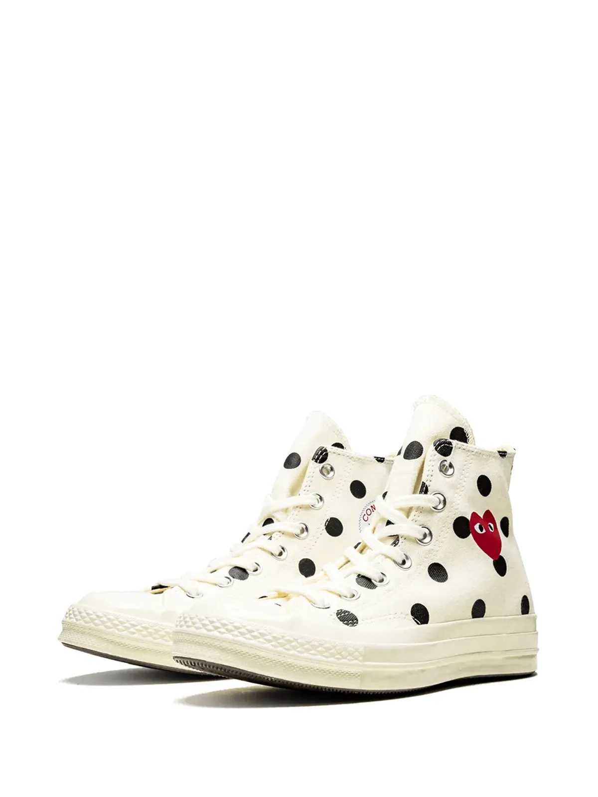 Comme Des Garçons Play x Converse チャック70 ハイ ポルカドット ホワイト スニーカー - 画像2