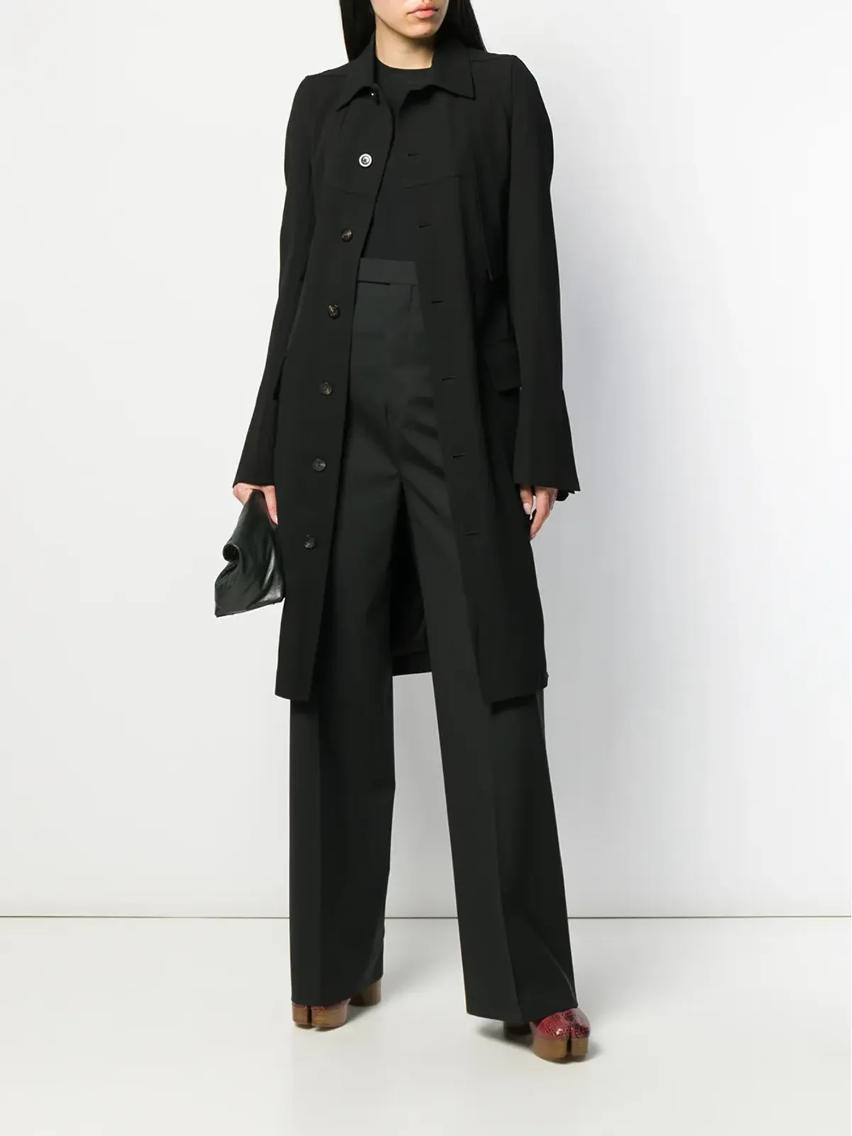 Rick Owens シングルブレスト ベルト付きコート - 画像2