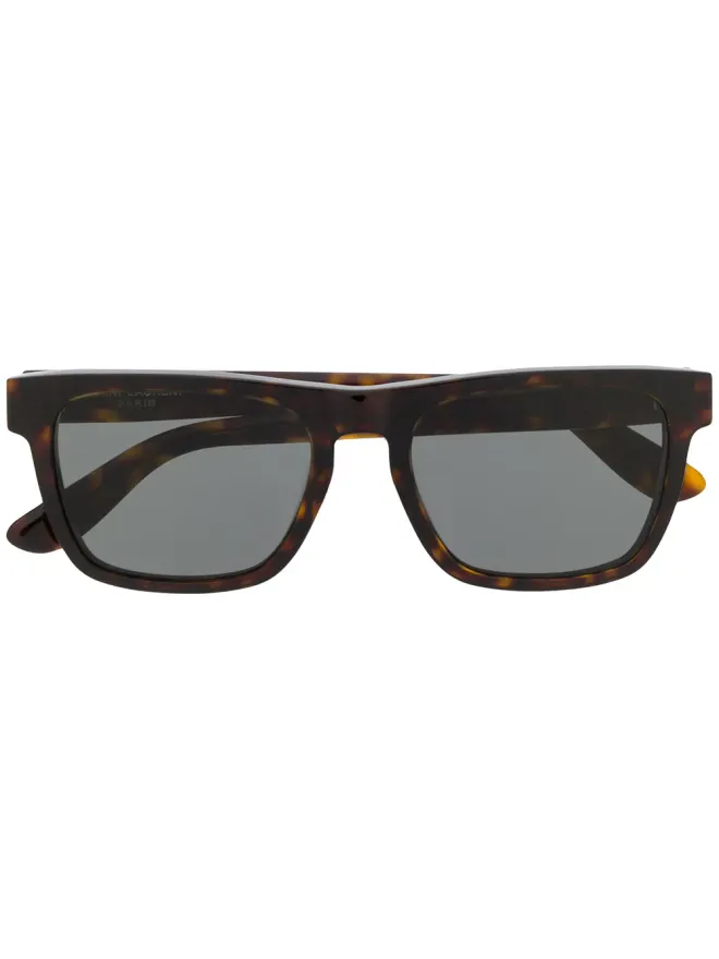 Saint Laurent Eyewear Saint Laurent Eyewear レクタンギュラーフレームサングラス ブラウンの商品画像