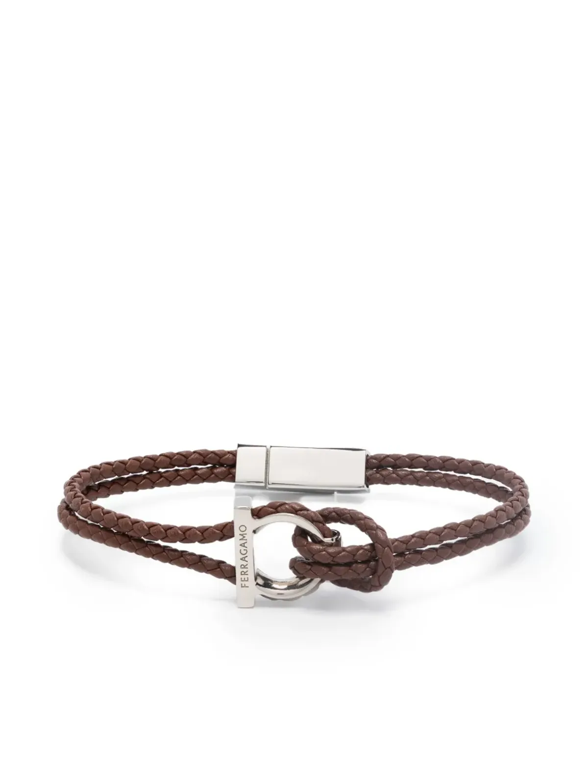 Ferragamo braided leather bracelet - Brown - 画像1