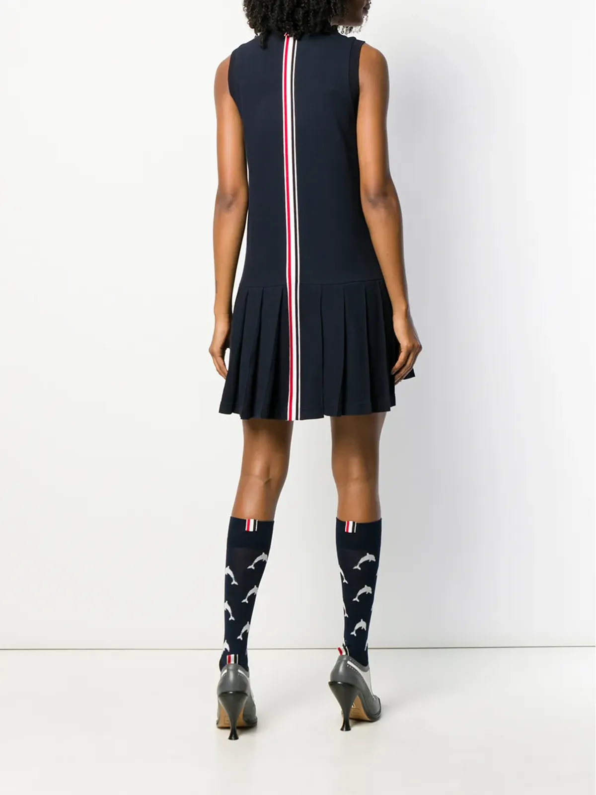 Thom Browne RWBストライプ ノースリーブ プリーツ テニスドレス - ブルー - 画像3