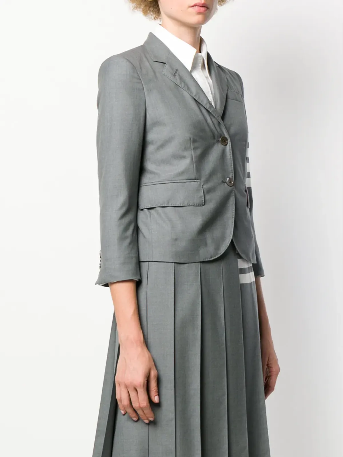 Thom Browne 4-Bar plain weave suiting jacket - Grey - 画像3