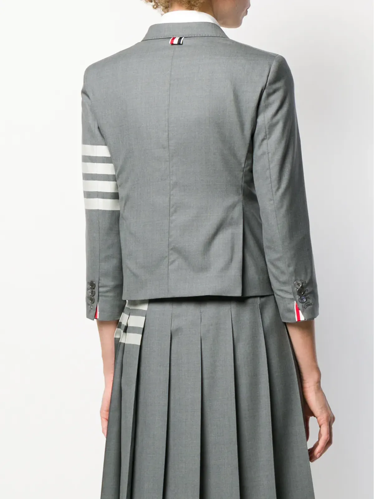 Thom Browne 4-Bar plain weave suiting jacket - Grey - 画像4