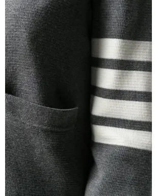 Thom Browne 4-Bar crepe V-neck cardigan - Grey - サムネイル5