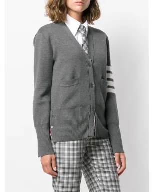 Thom Browne 4-Bar crepe V-neck cardigan - Grey - サムネイル3