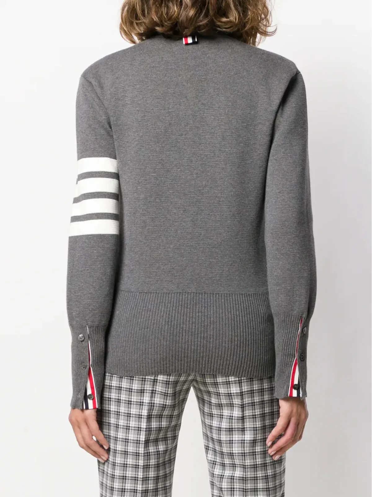 Thom Browne 4-Bar crepe V-neck cardigan - Grey - 画像4
