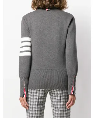 Thom Browne 4-Bar crepe V-neck cardigan - Grey - サムネイル4